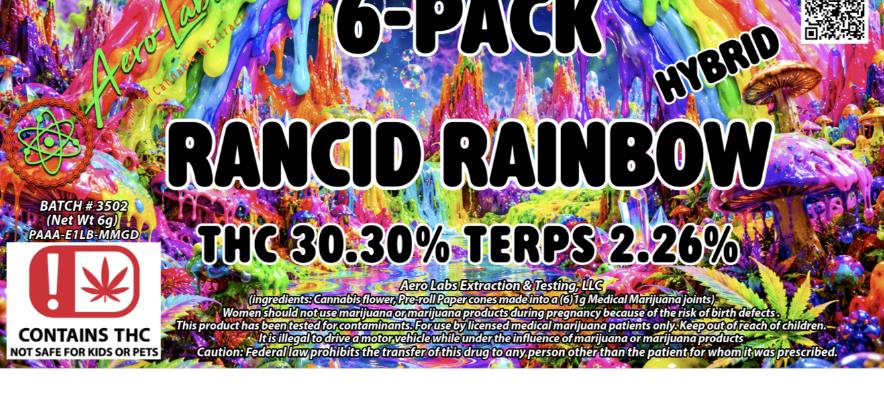 Aero Labs - 1g Full Flower preroll - Rancid Rainbow - Hybrid