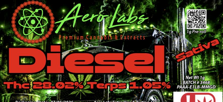 Aero Labs - 1g Full Flower Preroll 6pk - Diesel - Sativa