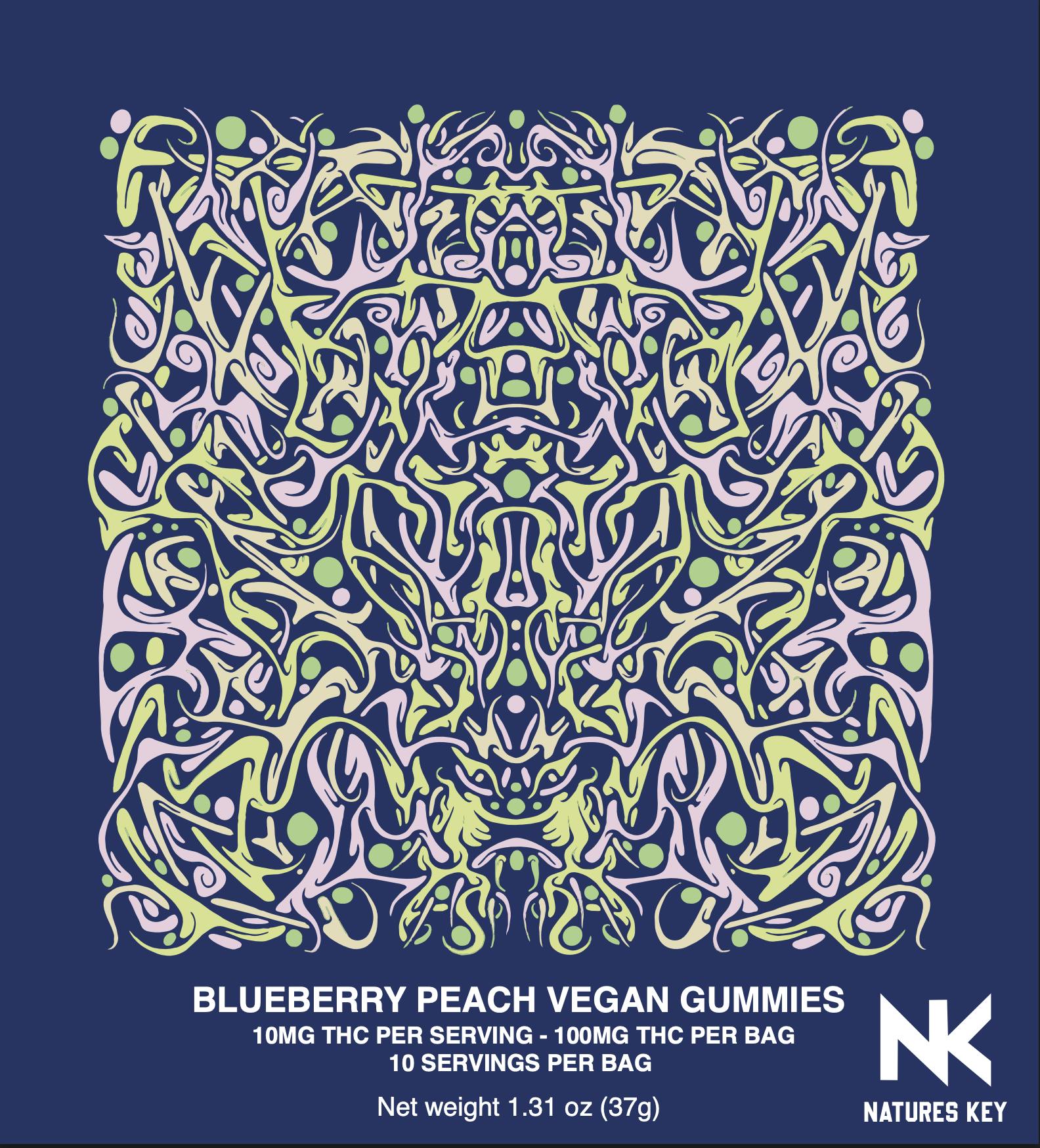 Nature’s Key - 100mg/10pc - Blueberry Peach Vegan Gummy - Hybrid