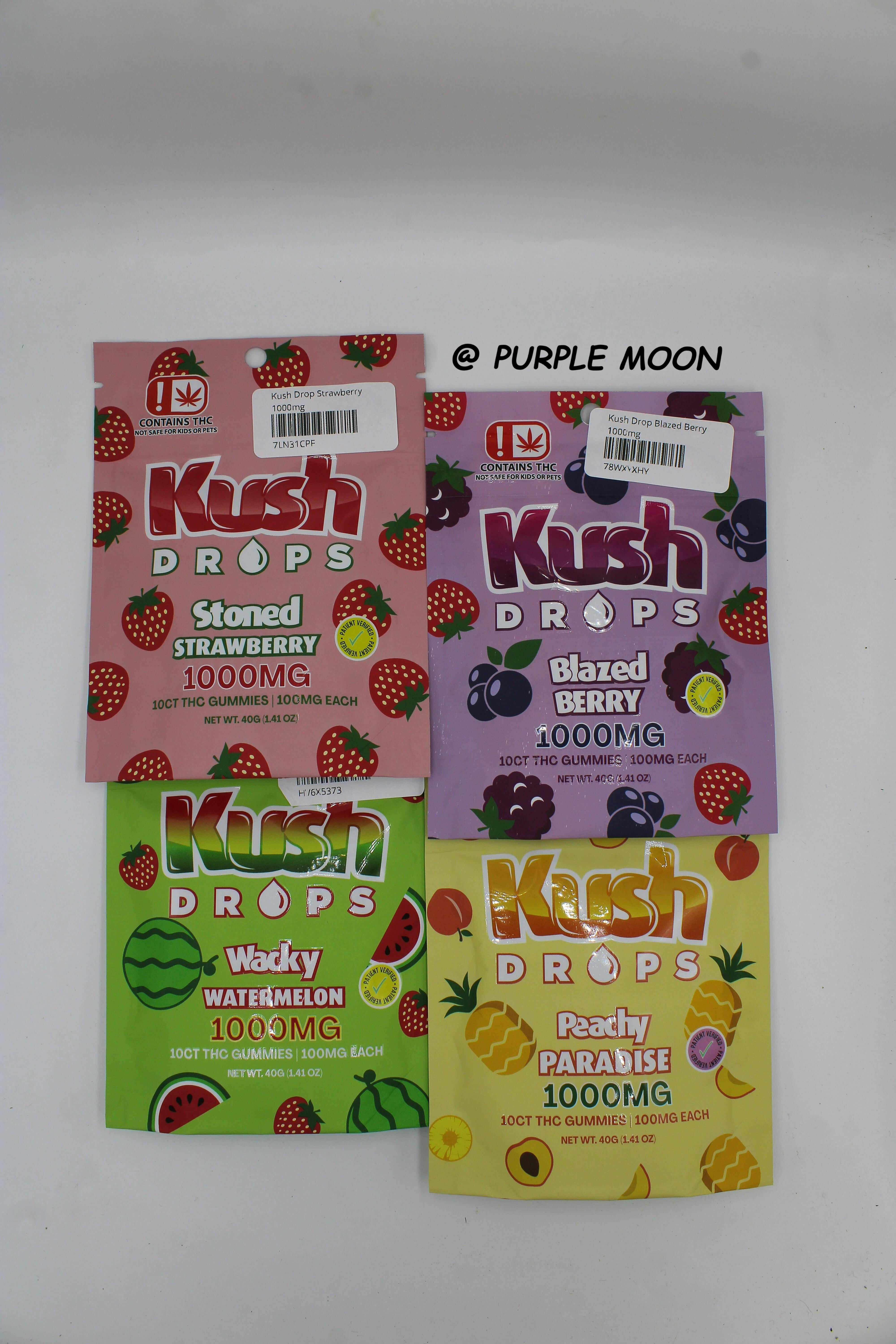 Kush Drops Blazed Berry gummies. 1000mg THC per pack!