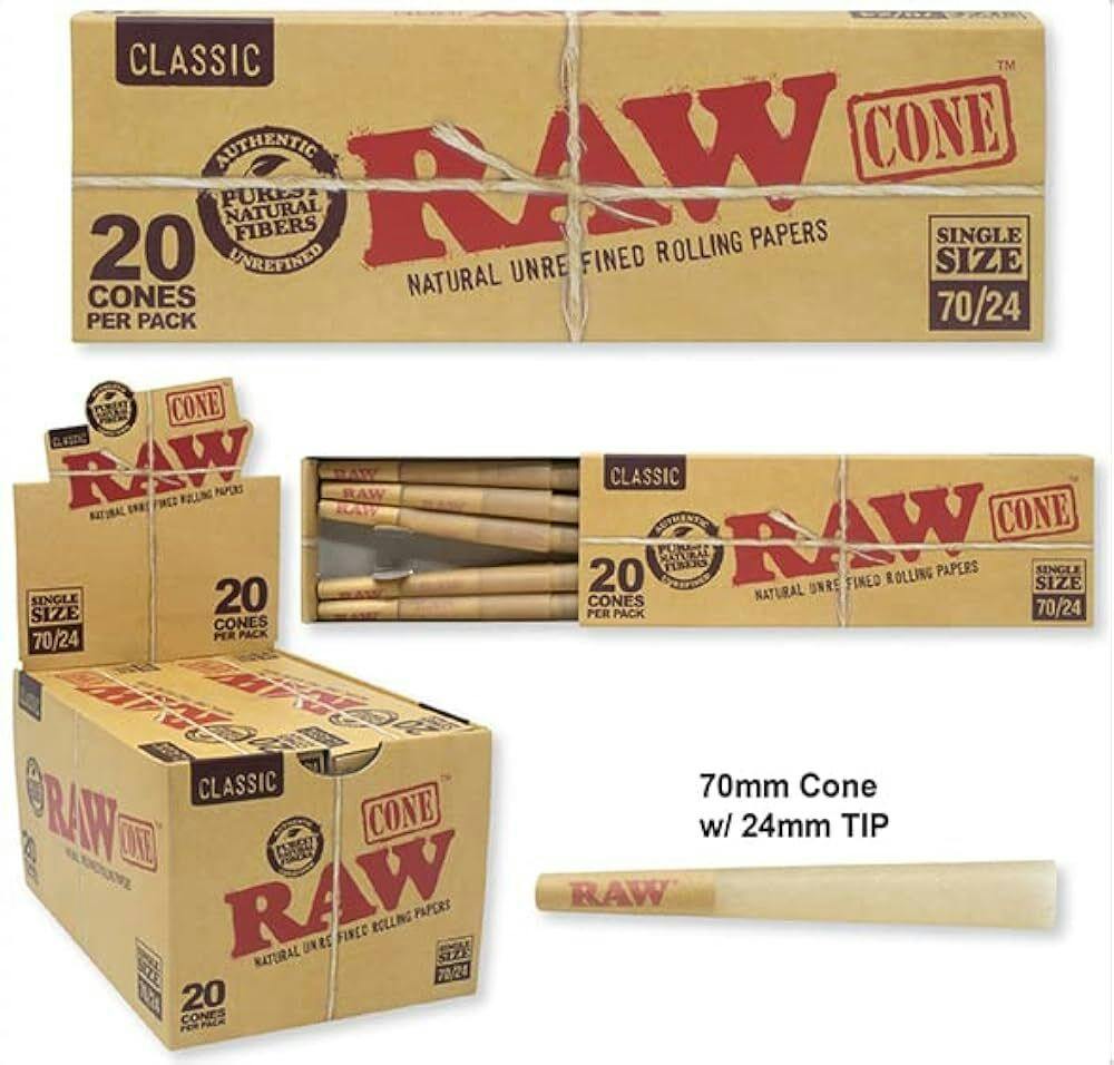 Raw Cones | 70/24 Single Size | 20pk