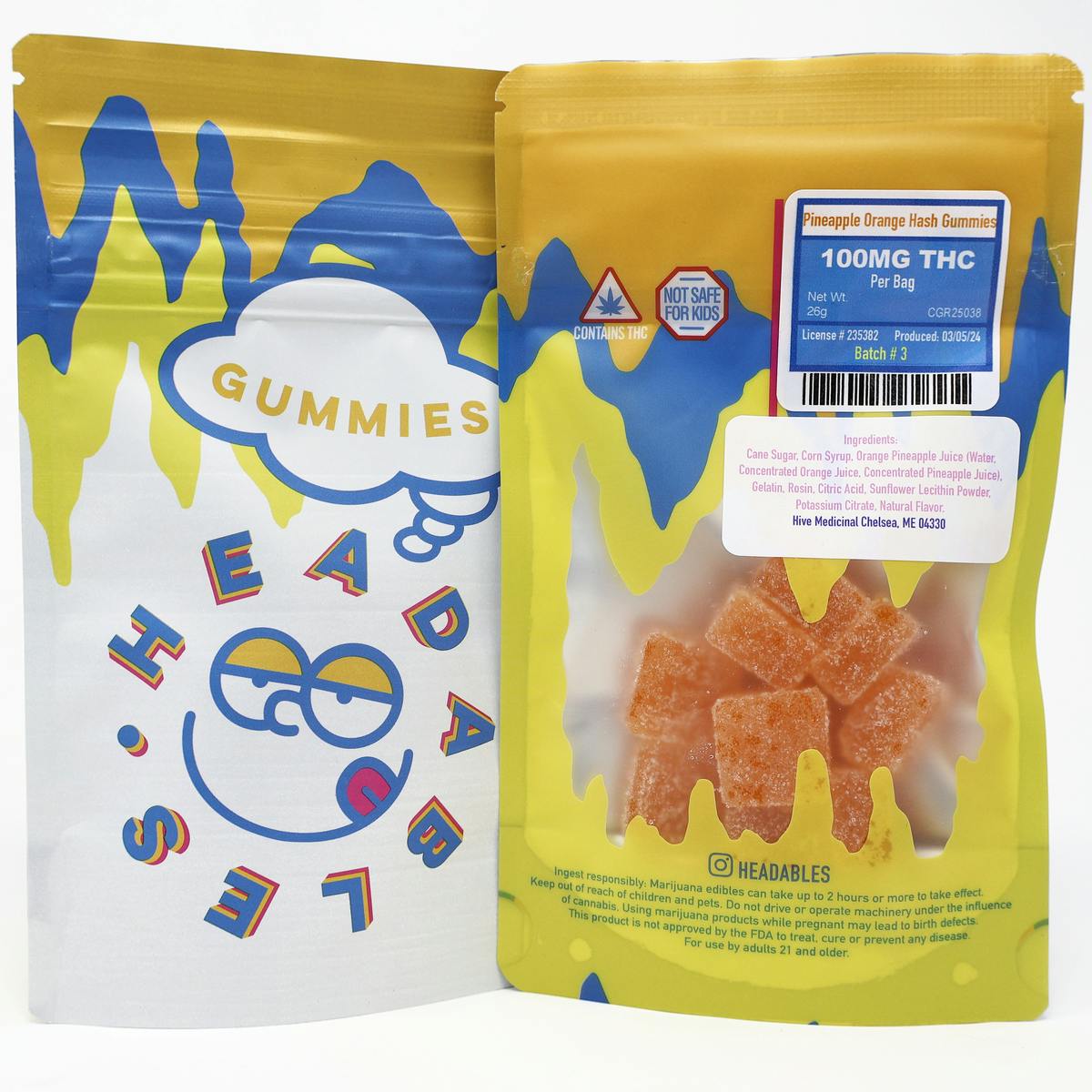 Headables Orange Pineapple Gummies 1000mg cannabis product