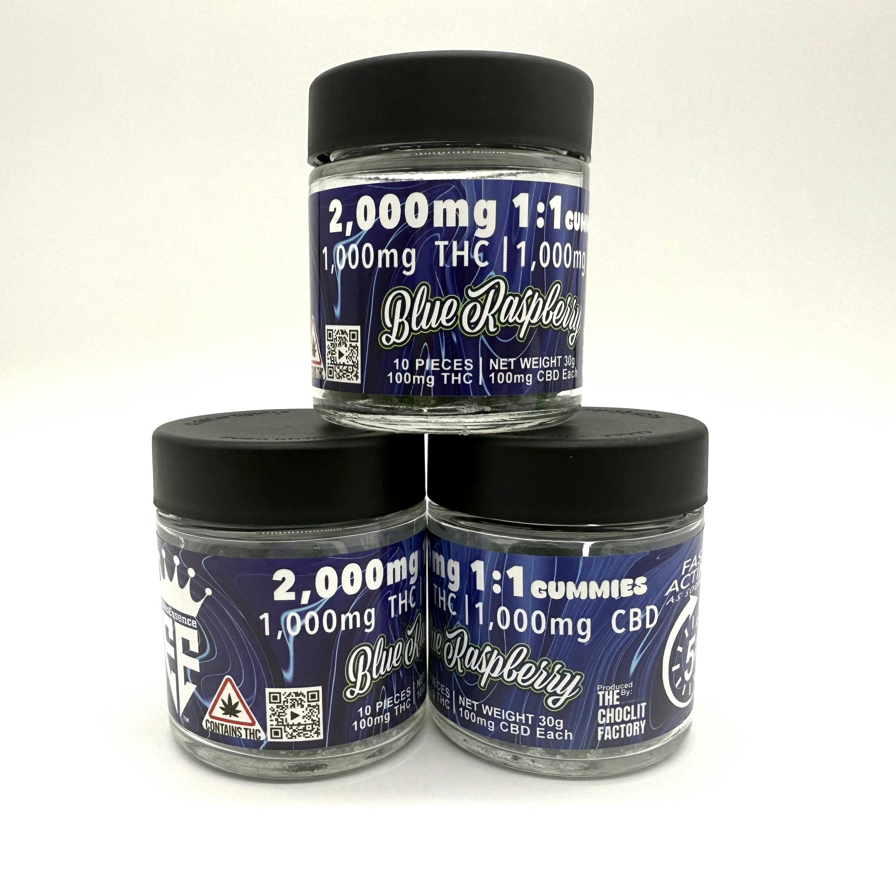 EkkoEssence | Fast Acting 1:1 | Blue Raz Gummies | 1000mg | 10ct | 100mg/ea by EkkoEssence