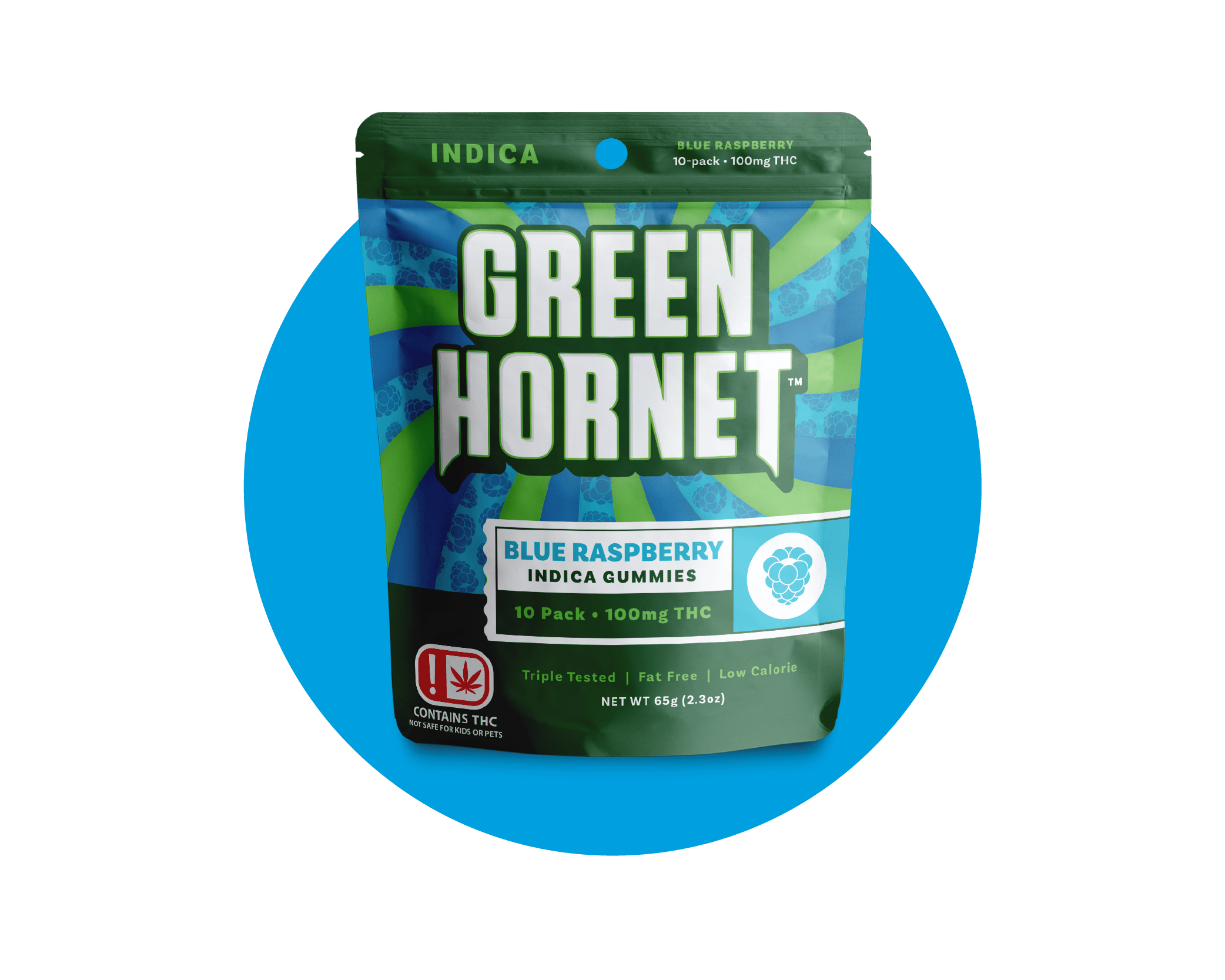 Green Hornet Blue Raspberry Indica 100mg