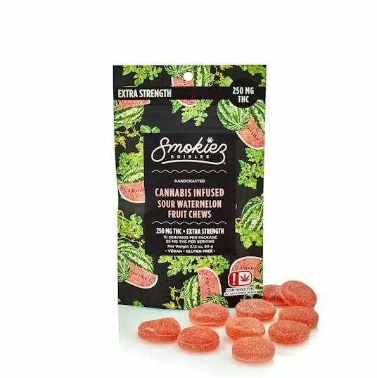 Smokiez Edibles - HYBRID Sour Watermelon Fruit Chews - 250mg 60g