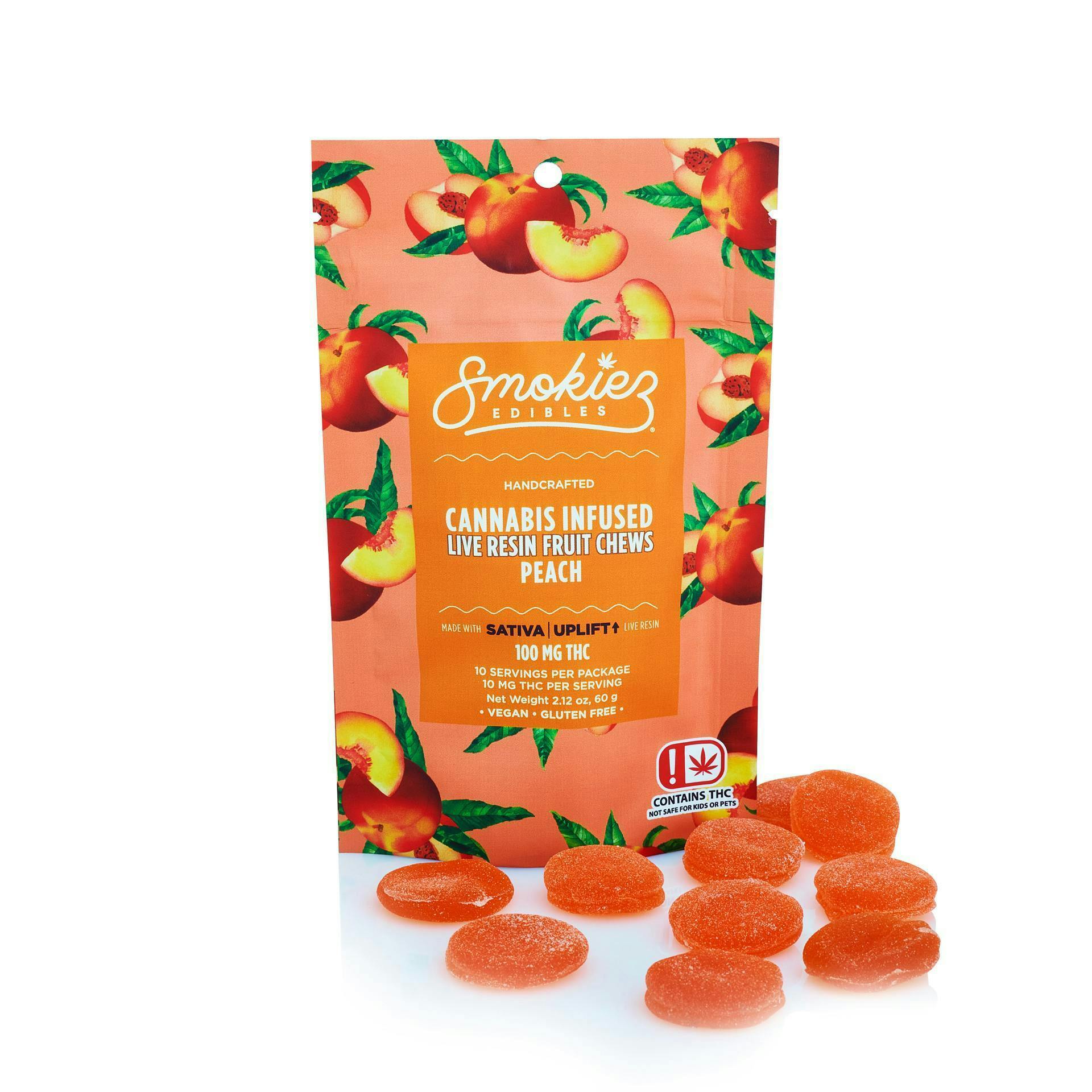 Peach Live Resin Gummies | 100mg | 10ct | 10mg/ea