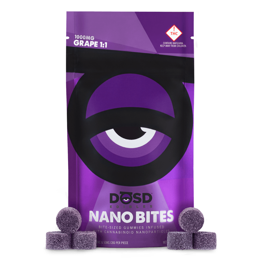 ➕MEDICAL CARD REQUIRED** DOSD High CBD:THC 1:1 Nano Bites Gummies Grape or Raspberry!