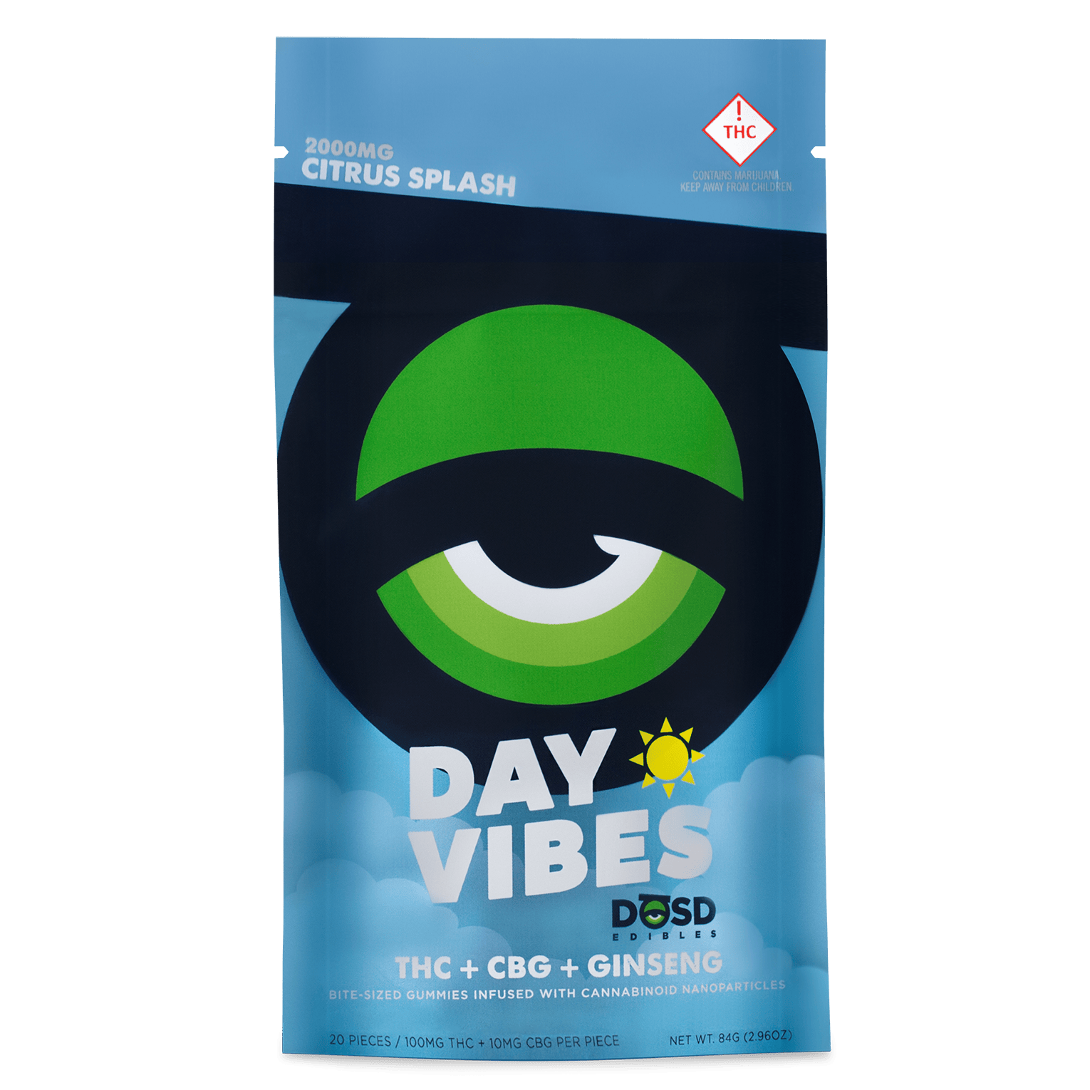 ➕MEDICAL CARD REQUIRED** DAY VIBES- Citrus Splash CBG & Ginseng +2000mg DOSD Nano Gummies