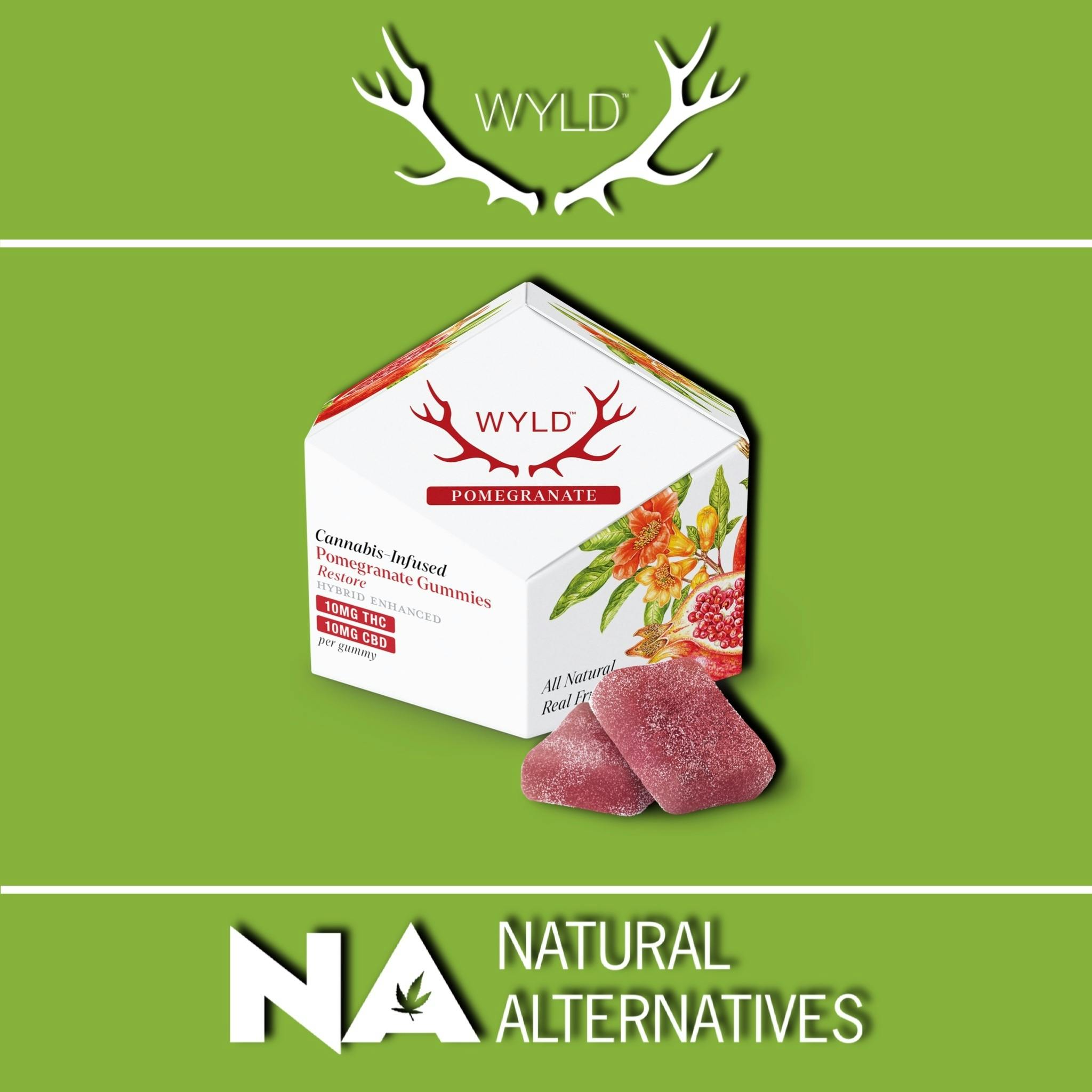 Pomegranate 1:1 THC:CBD Hybrid Enhanced Gummies | 100mg | 10ct | 10mg/ea