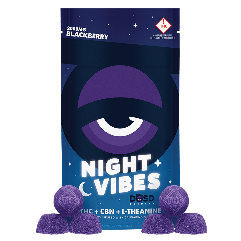 ➕MEDICAL CARD REQUIRED** NIGHT VIBES- Blackberry CBN & L-Theanine +2,000mg THC DOSD Gummies