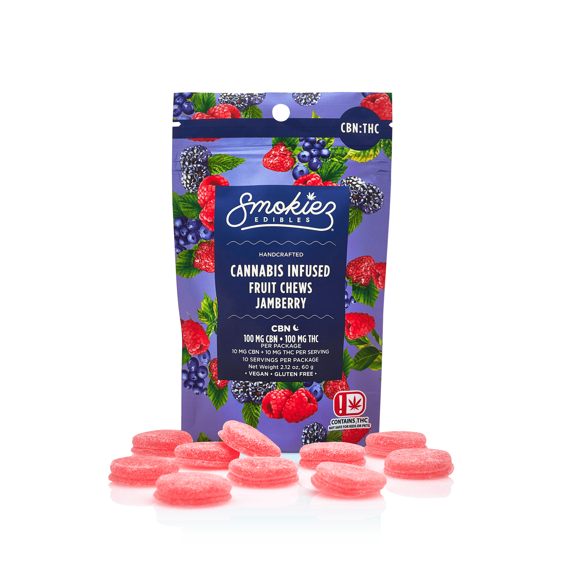 Jamberry Gummies 1:1 THC:CBN | 100mg | 10ct | 10mg/ea by Smokiez Edibles