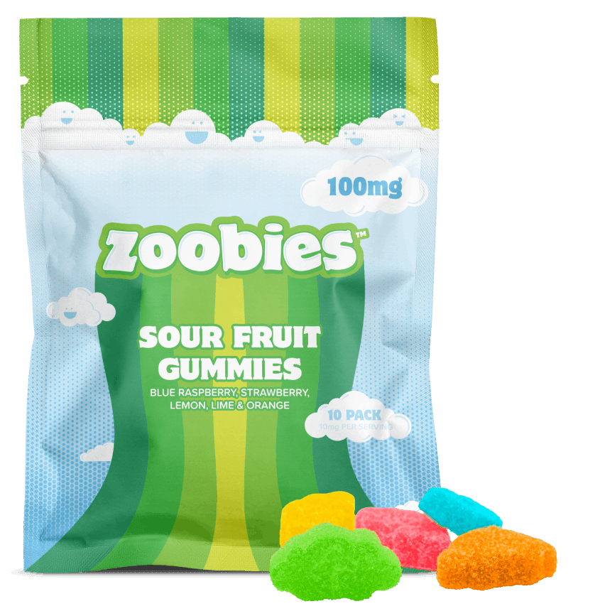 Zoobies | Sour Fruit | Sativa Gummies | 100mg | 10ct | 10mg/ea