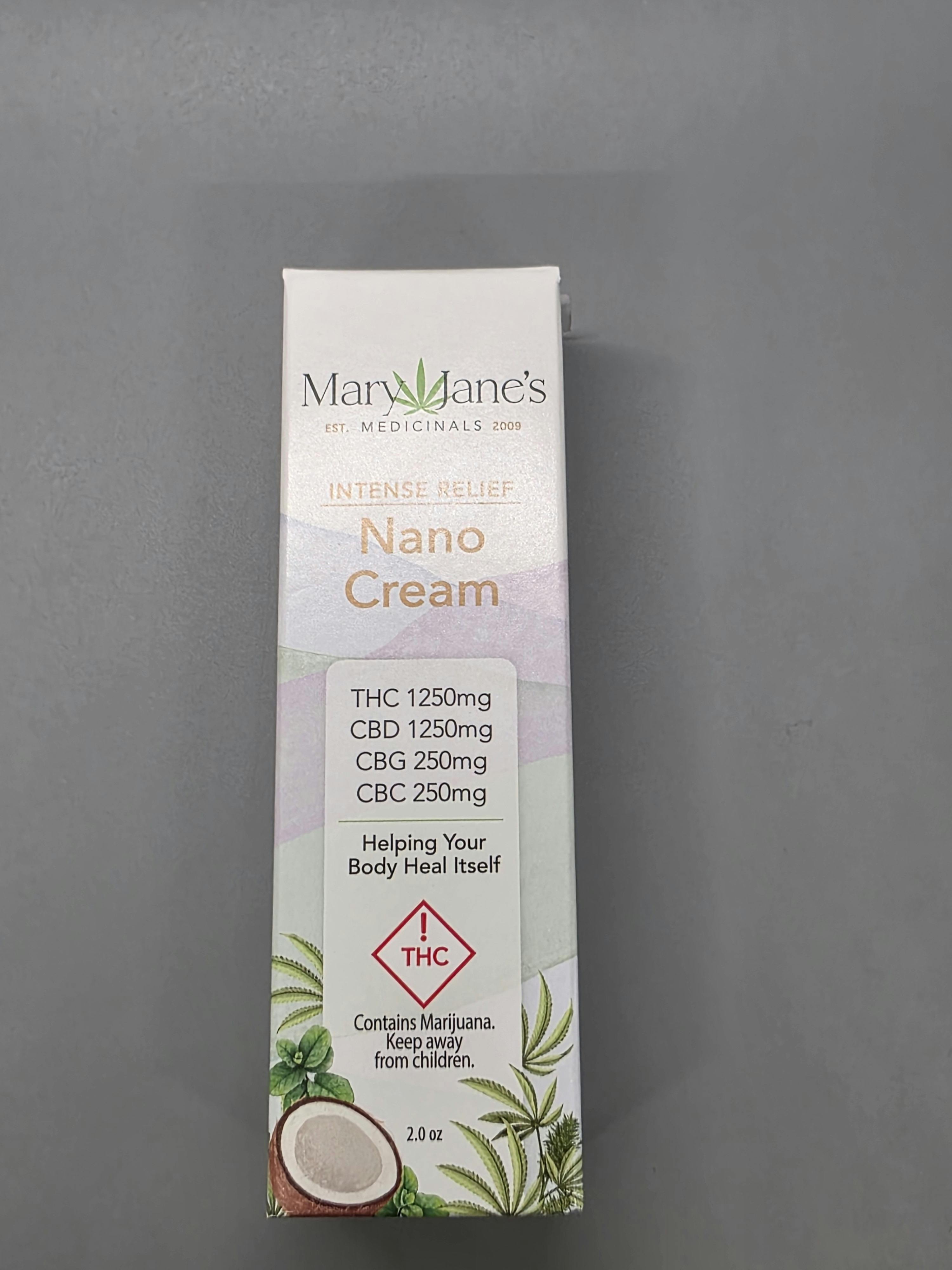 Mary Jane's Medicinals | Intense Relief Nano Cream 2.0oz | 250mg CBG + 250mg CBC