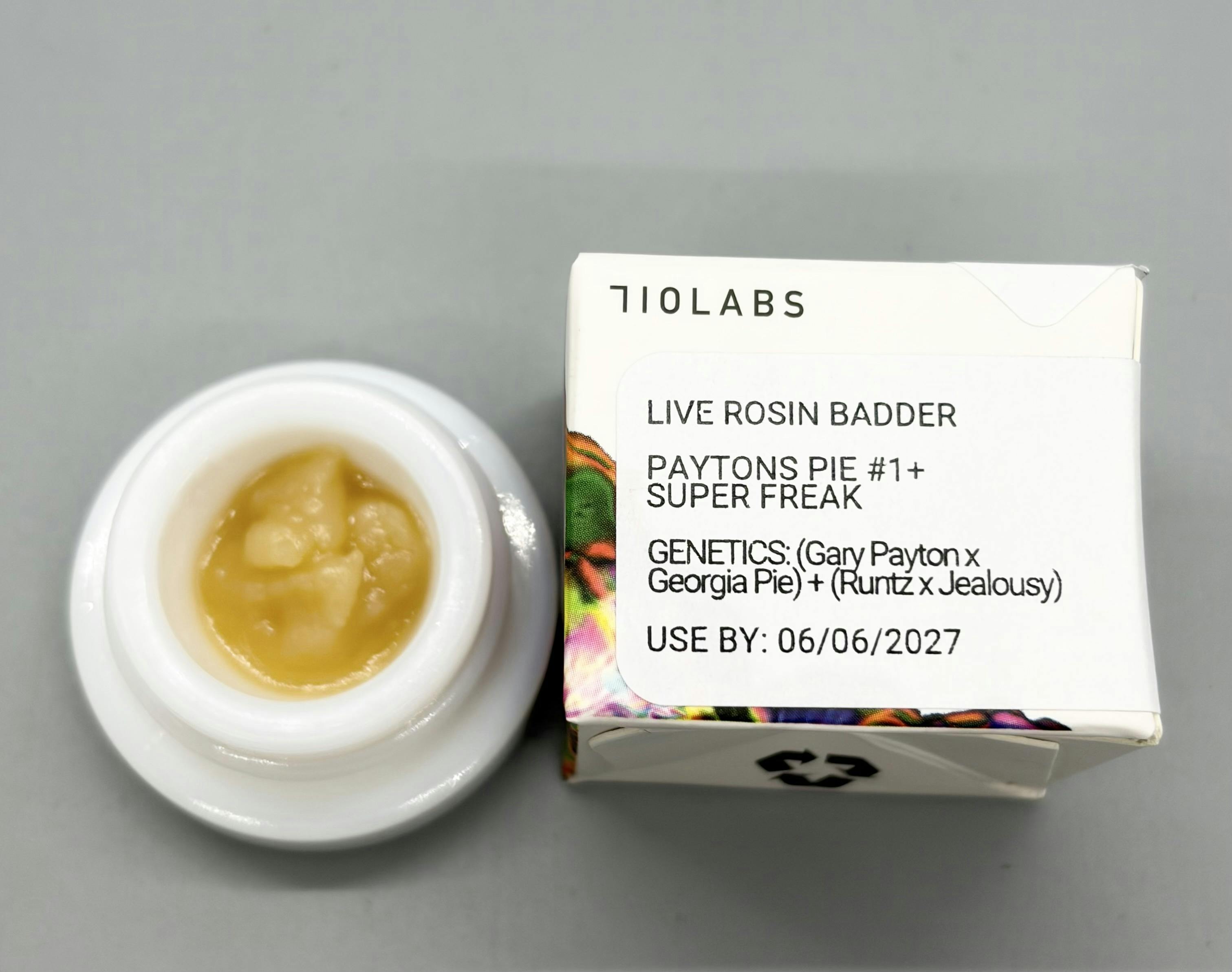 710 Labs | 1g Live Rosin Badder | Payton's Pie #1 + Super Freak