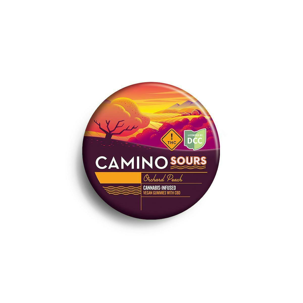 Camino | Sour Orchard Peach | Hybrid | 100mg THC: 100mg CBD | 10pc | Gummies