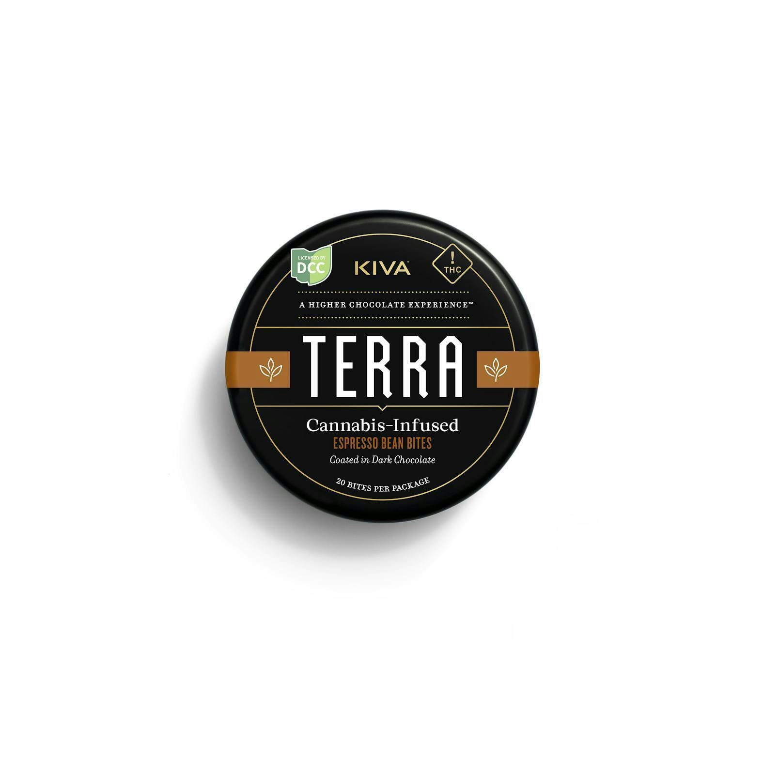 Kiva | Dark Chocolate Espresso Bites | Sativa | 90mg 20pc