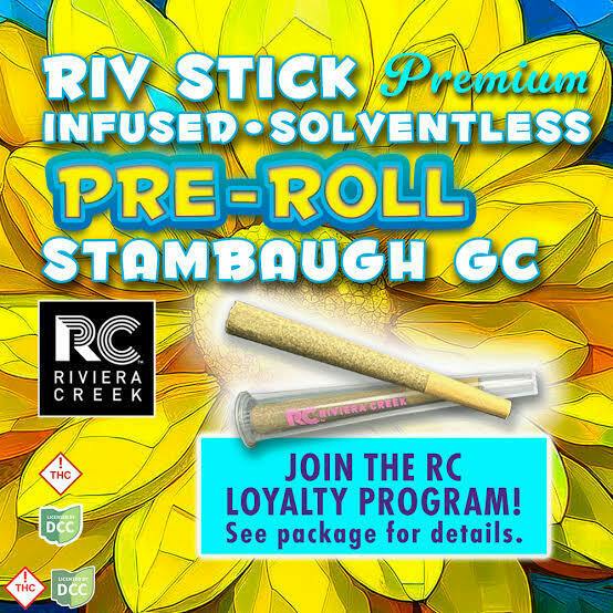 Riviera Creek | Stambaugh GC | Indica | 1g (3pk) Infused Pre-roll