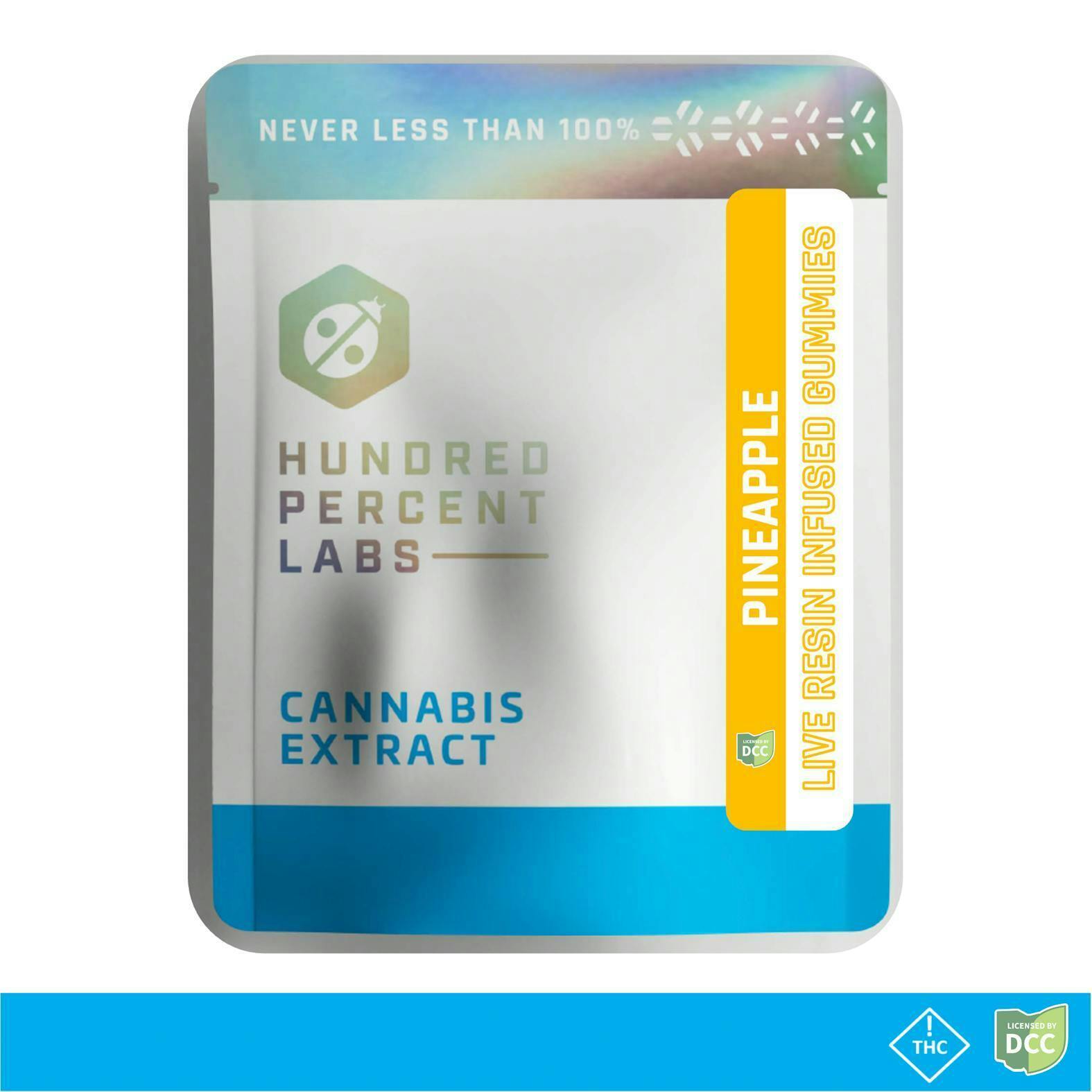 Hundred Percent Labs | Pineapple Live Resin Gummies | Hybrid | 115mg 11pc