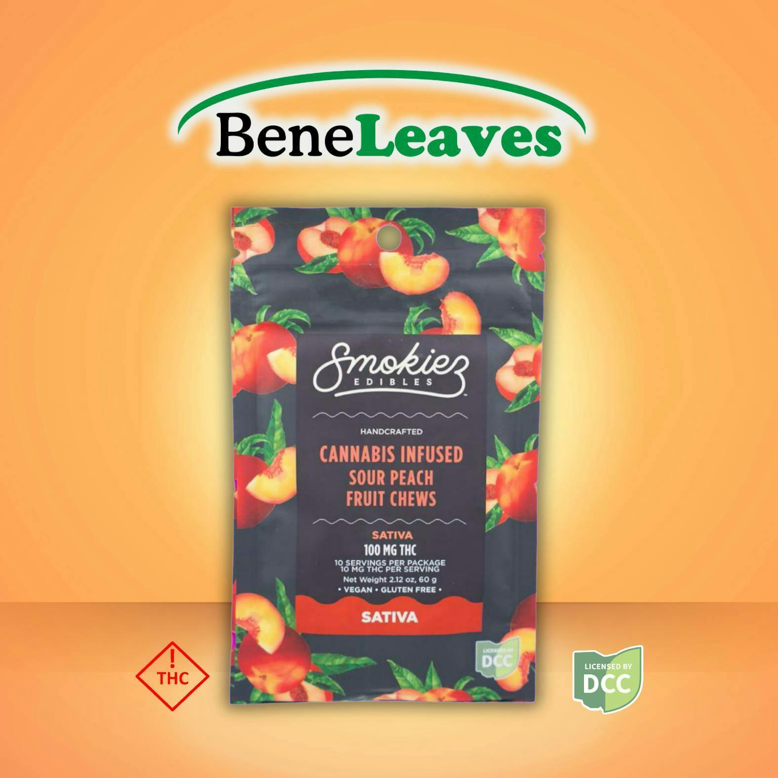Smokiez | Sweet Peach Gummies | Sativa | 100mg 10pc