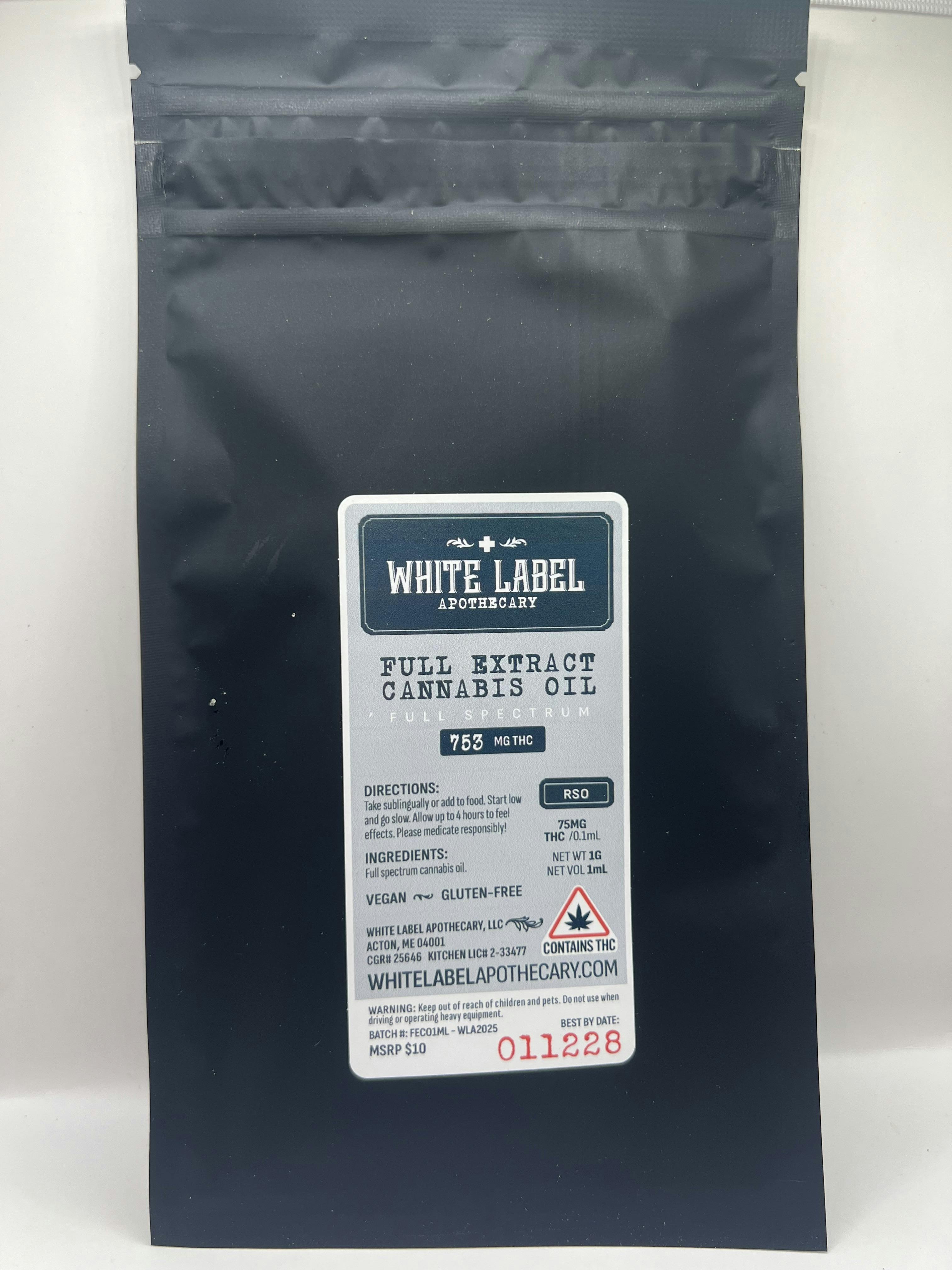 753mg RSO Dart (White Label Apothecracy)