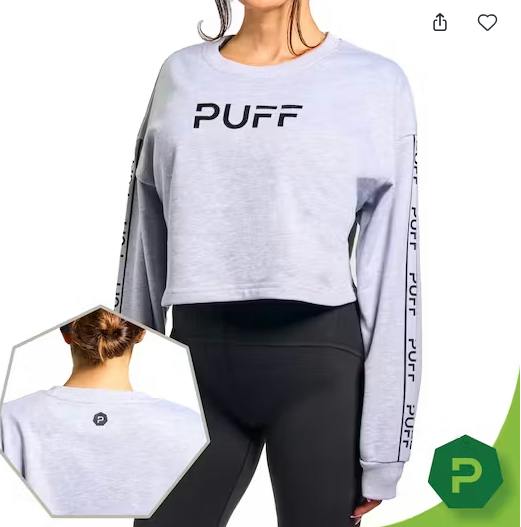 PUFF Cropped Hoodie Gray
