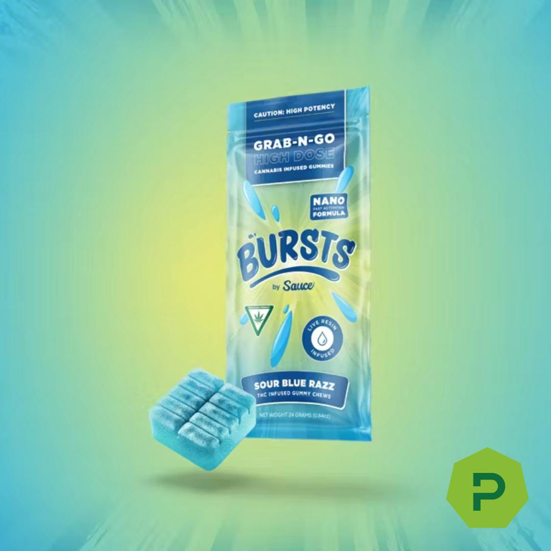 Sauce | Bursts | Sour Blue Razz | Live Resin Gummies | 200mg