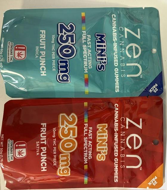 Zen Cannabis | Fruit Punch Gummies | 250mg | 25ct | 10mg/ea
