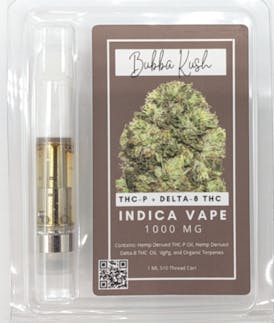 No Card Required THC - Bubba Kush - Indica 1g Vape Cart