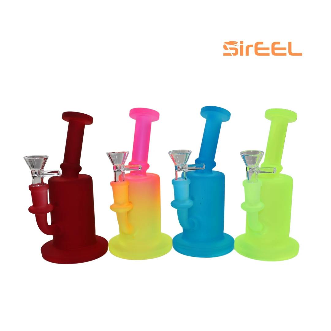 SirEEL - 7" FrostBite Bent Neck Bong with Flower Bowl, Assorted Colors