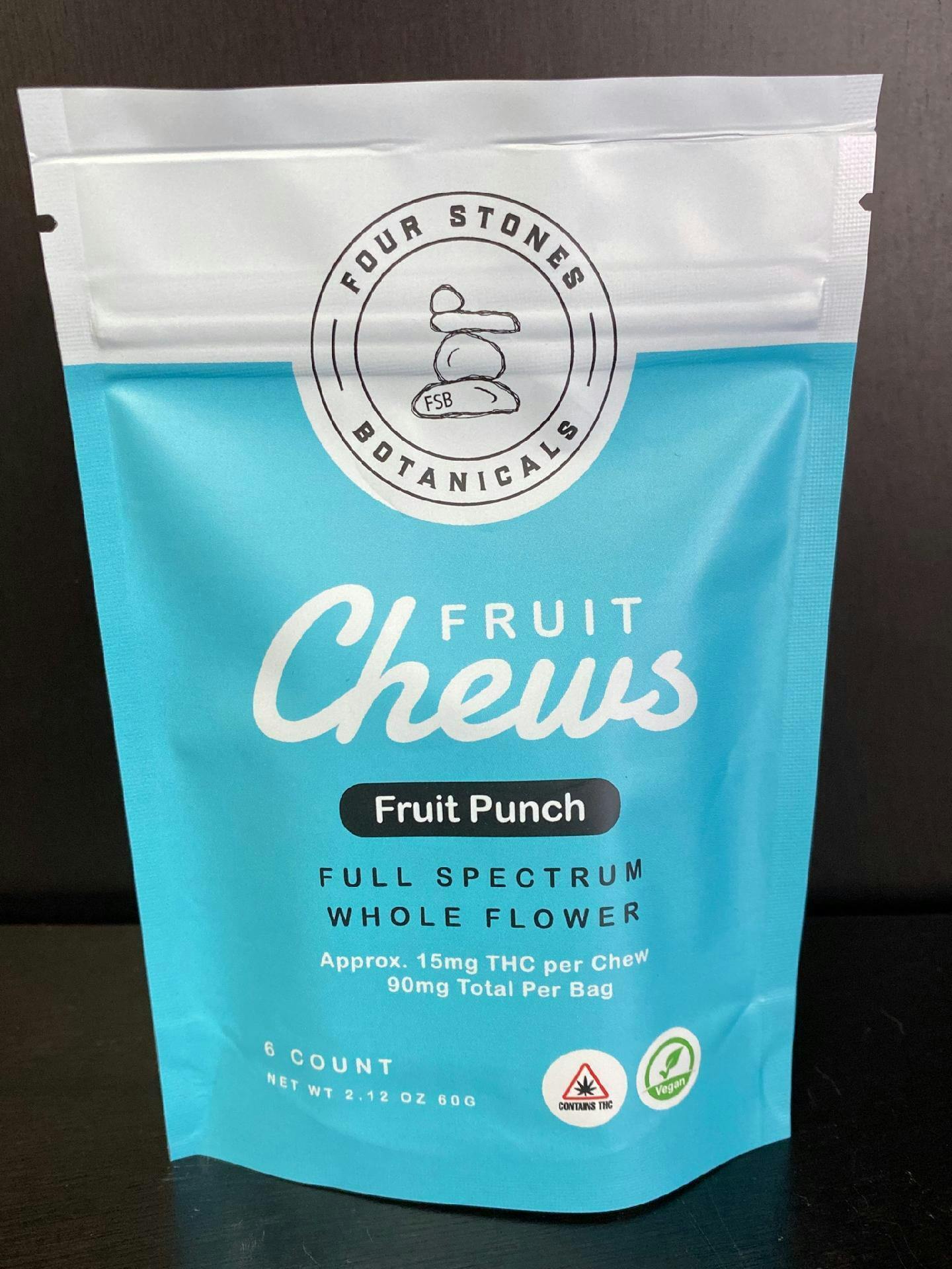 Four Stones Botanicals Full Spectrum Fruit Punch Fruit Chews 90mg THC