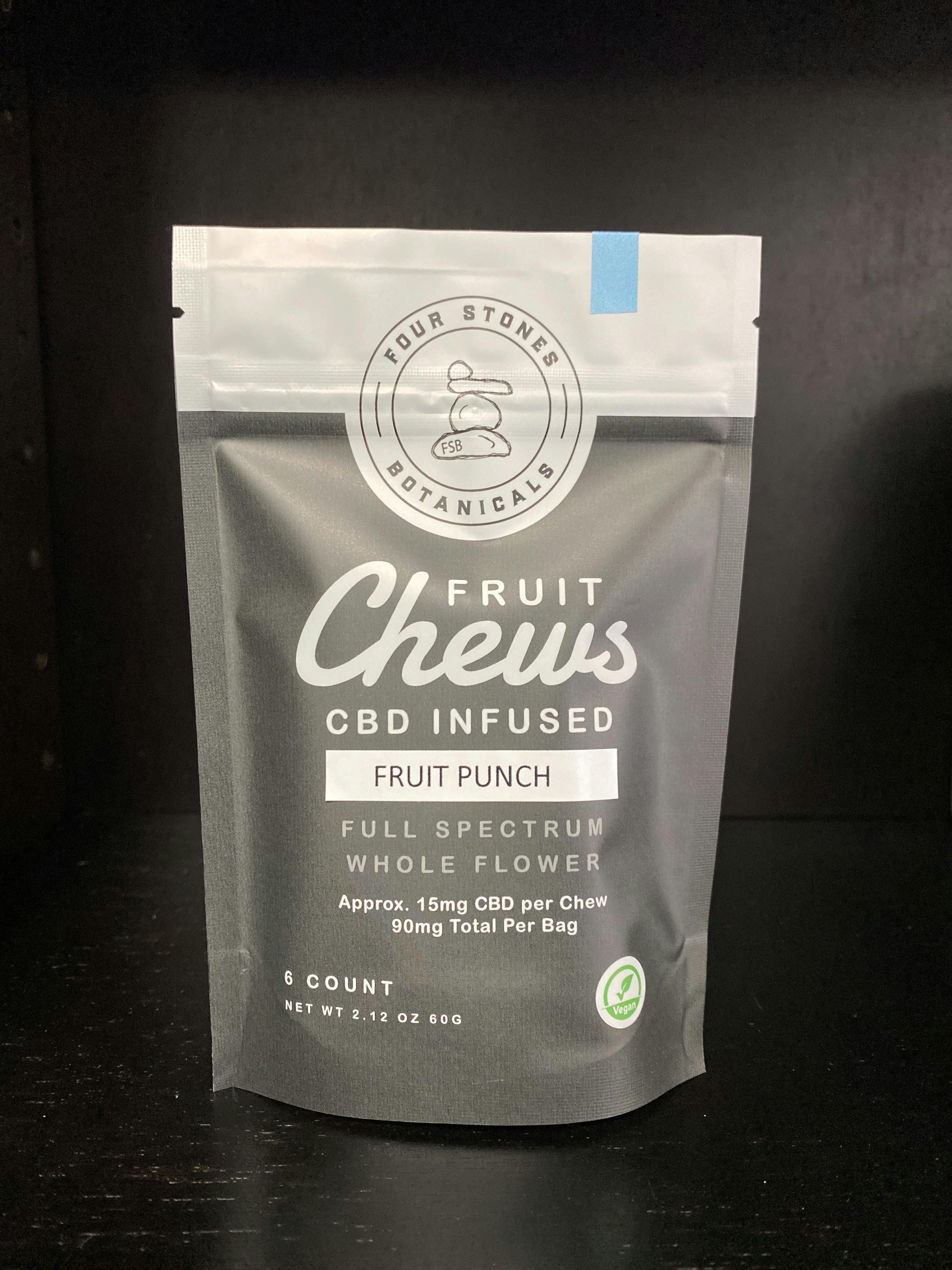 Four Stones Botanicals Full Spectrum 90mg CBD Fruit Punch Chews