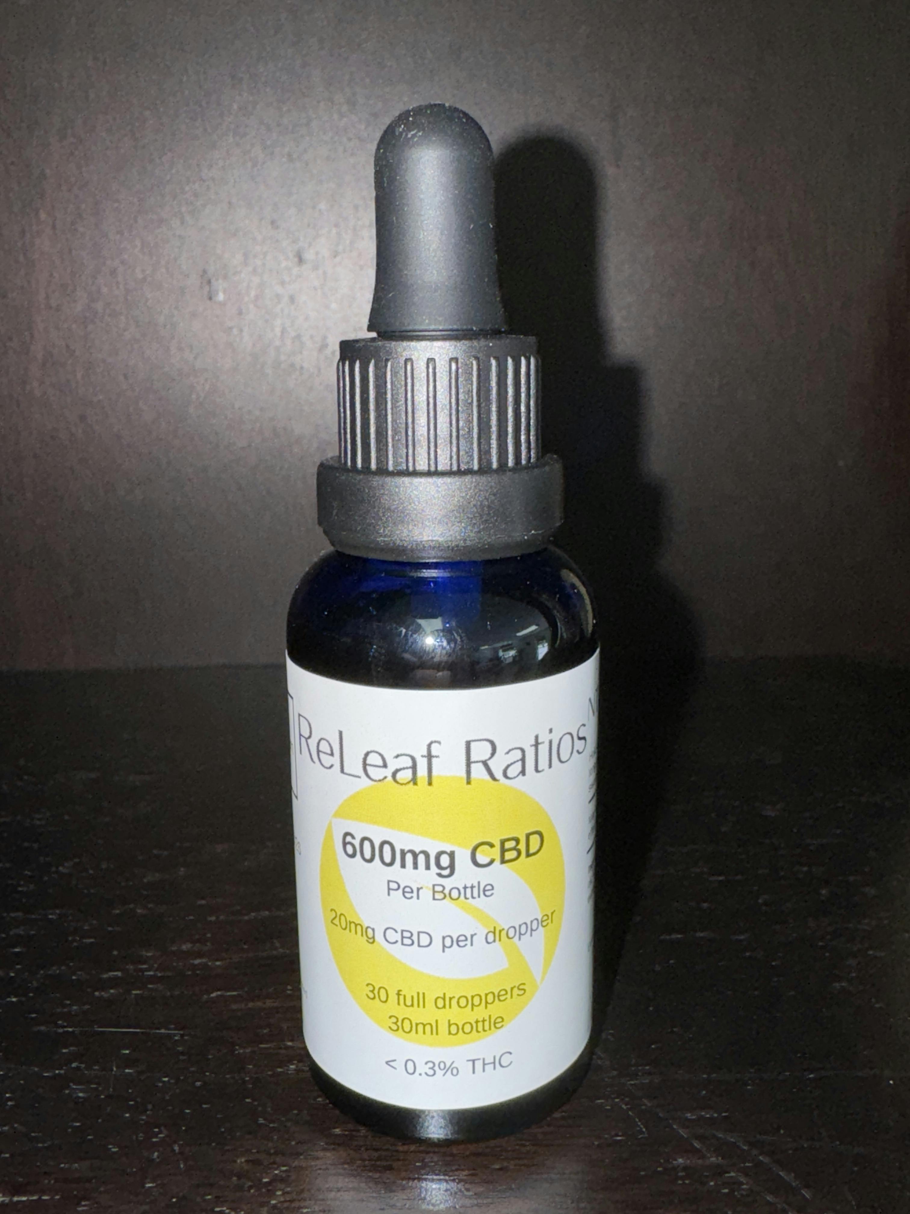 600mg Full Spectrum CBD Tincture by Releaf Ratios at Cworx & Company