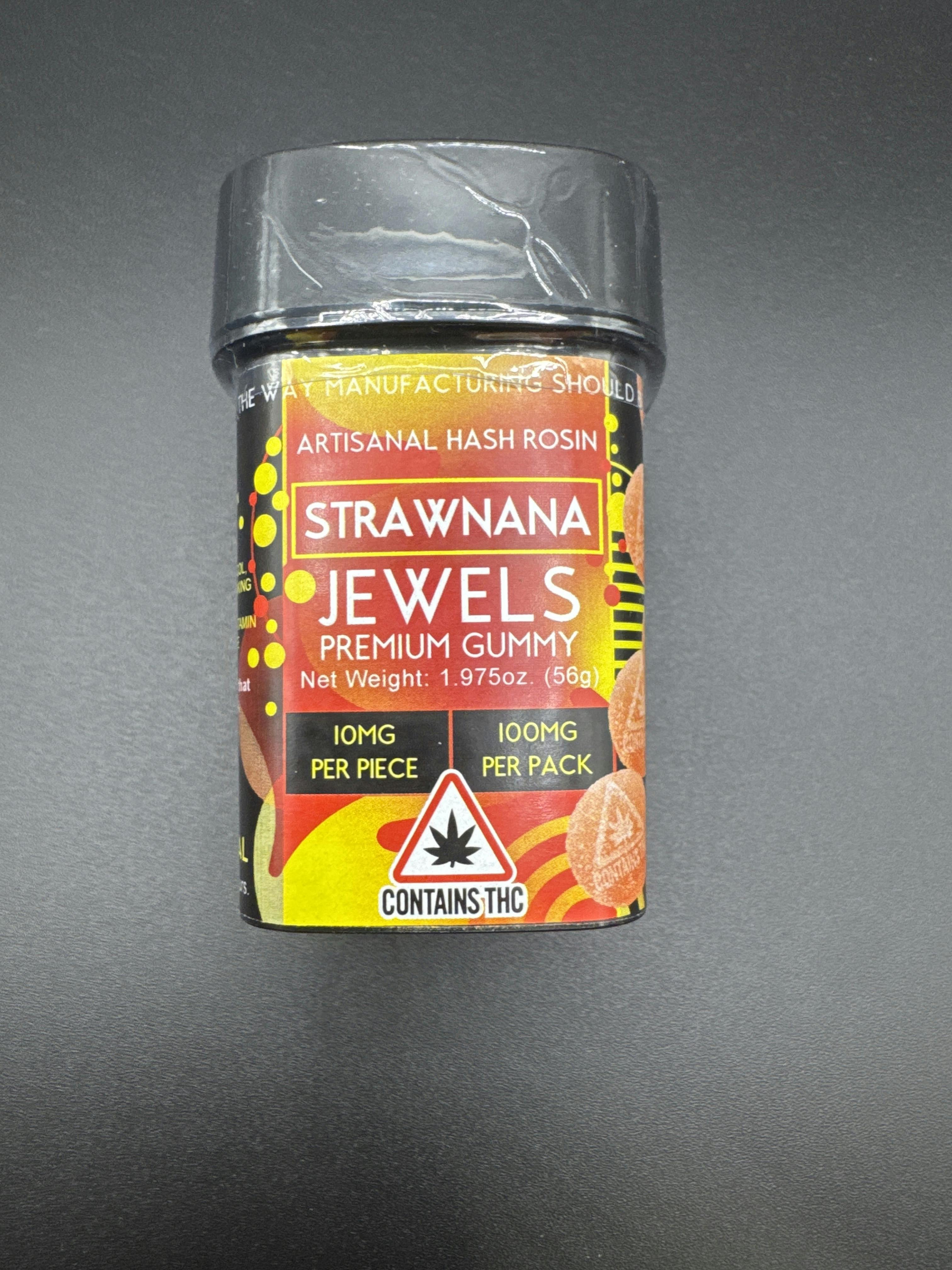 100mg (10mg Per Piece) Strawnana Jewels Premium Hash Rosin Gummy by The Hashery