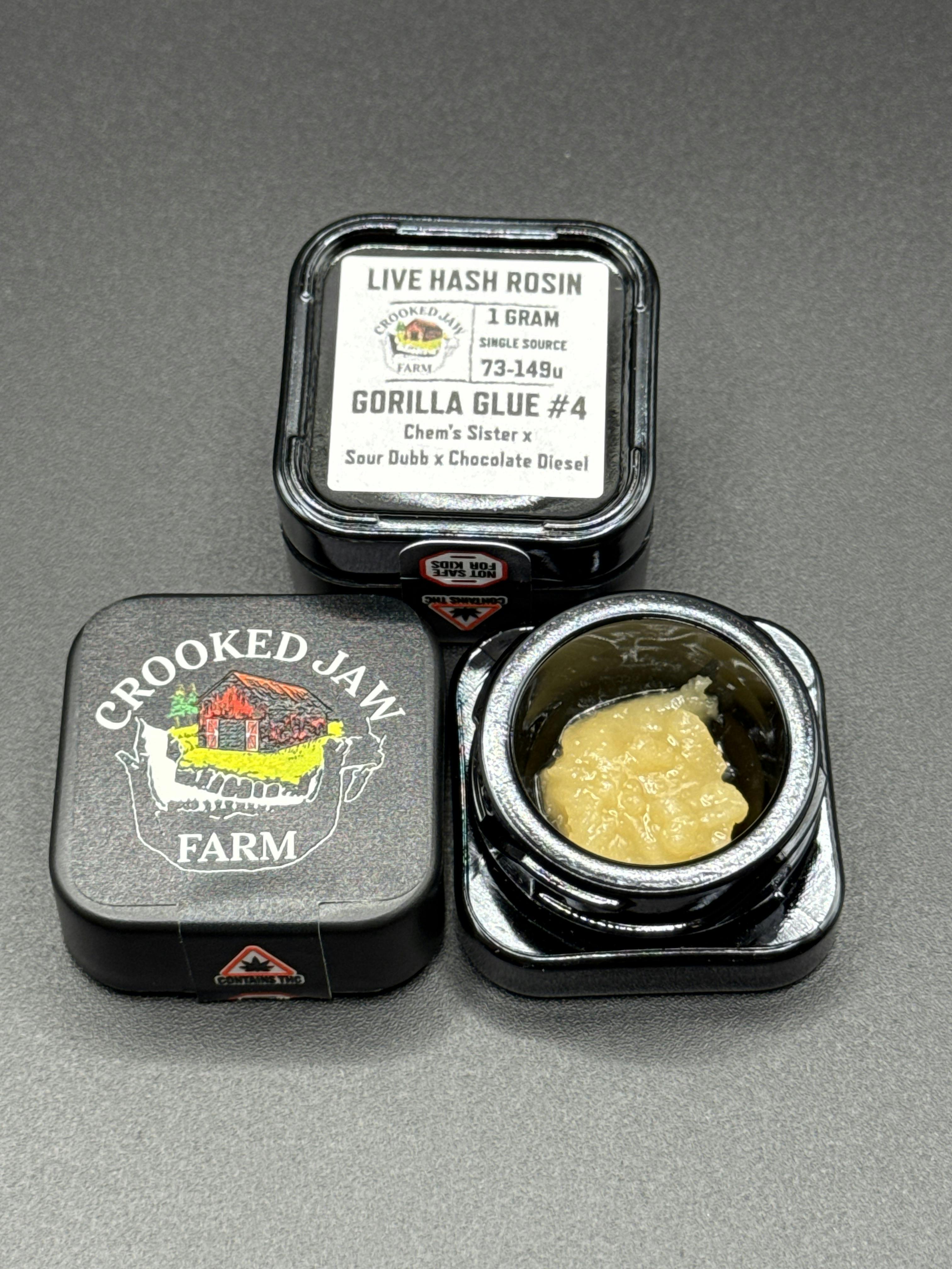 Gorilla Glue #4 - Live Hash Rosin 73-149u by Crooked Jaw Farm