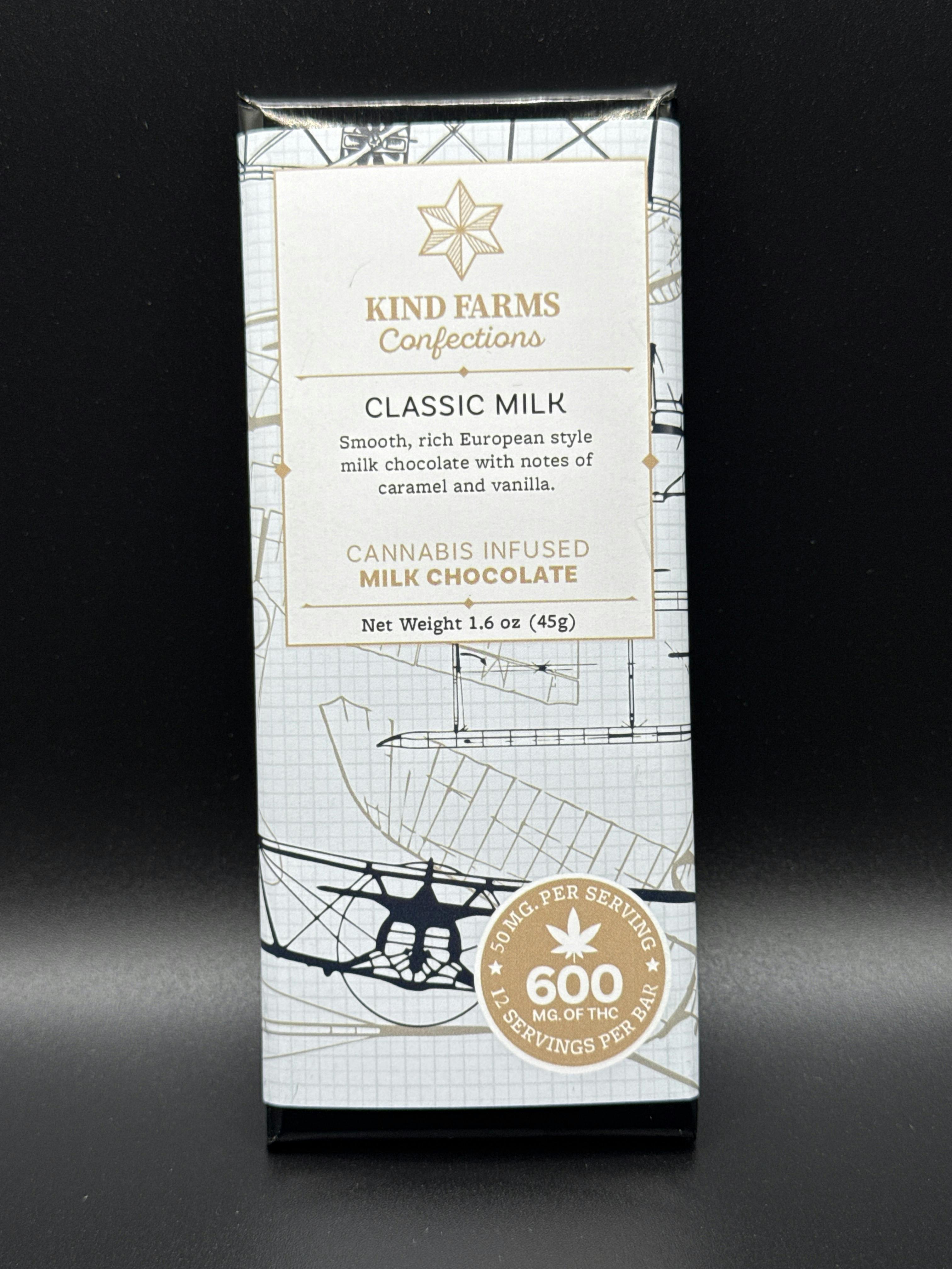 600mg Classic Milk Chocolate Bar by Kind Farms Confections