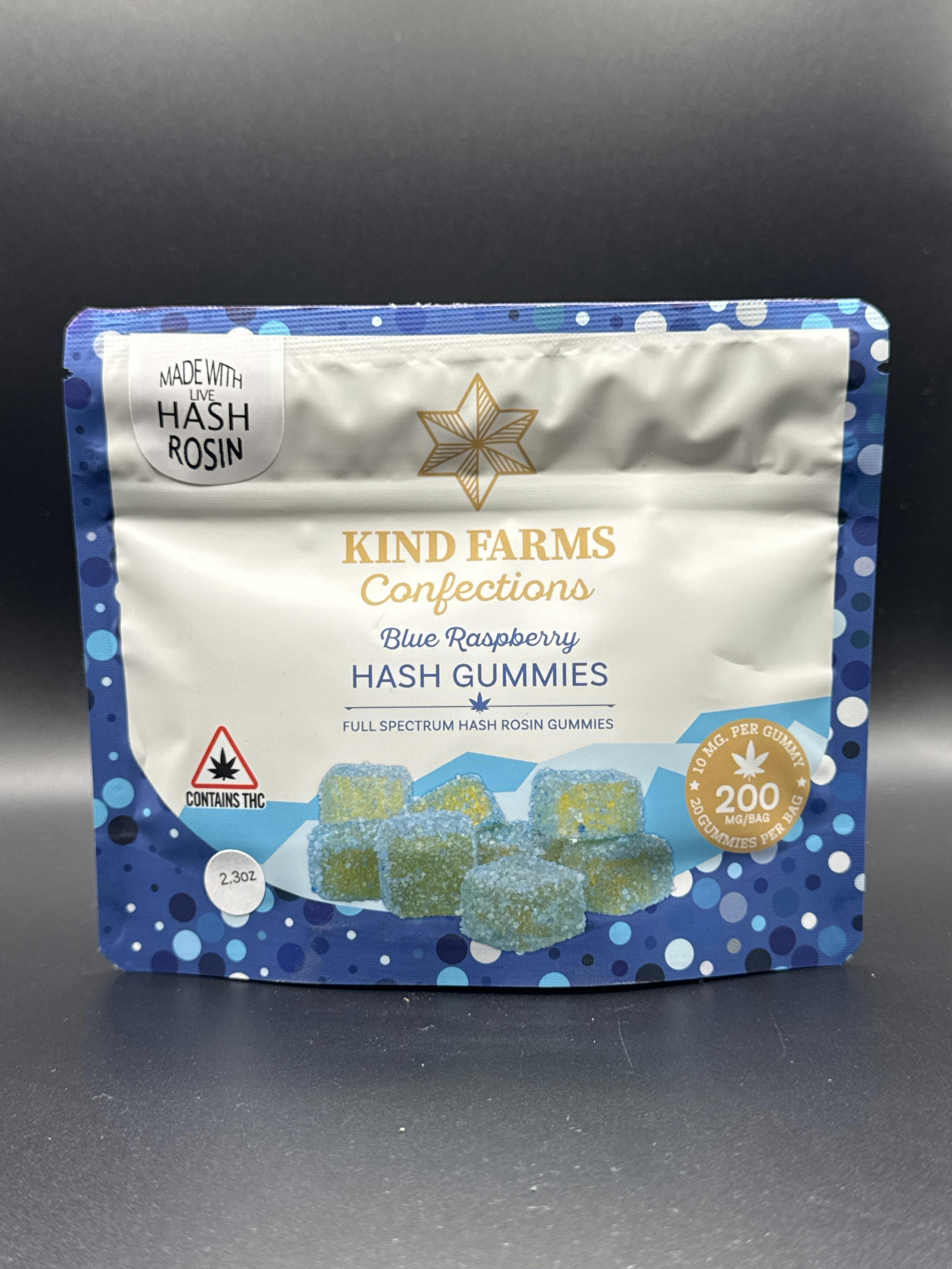 200mg Blue Raspberry Hash Rosin Gummies by Kind Farms Confections