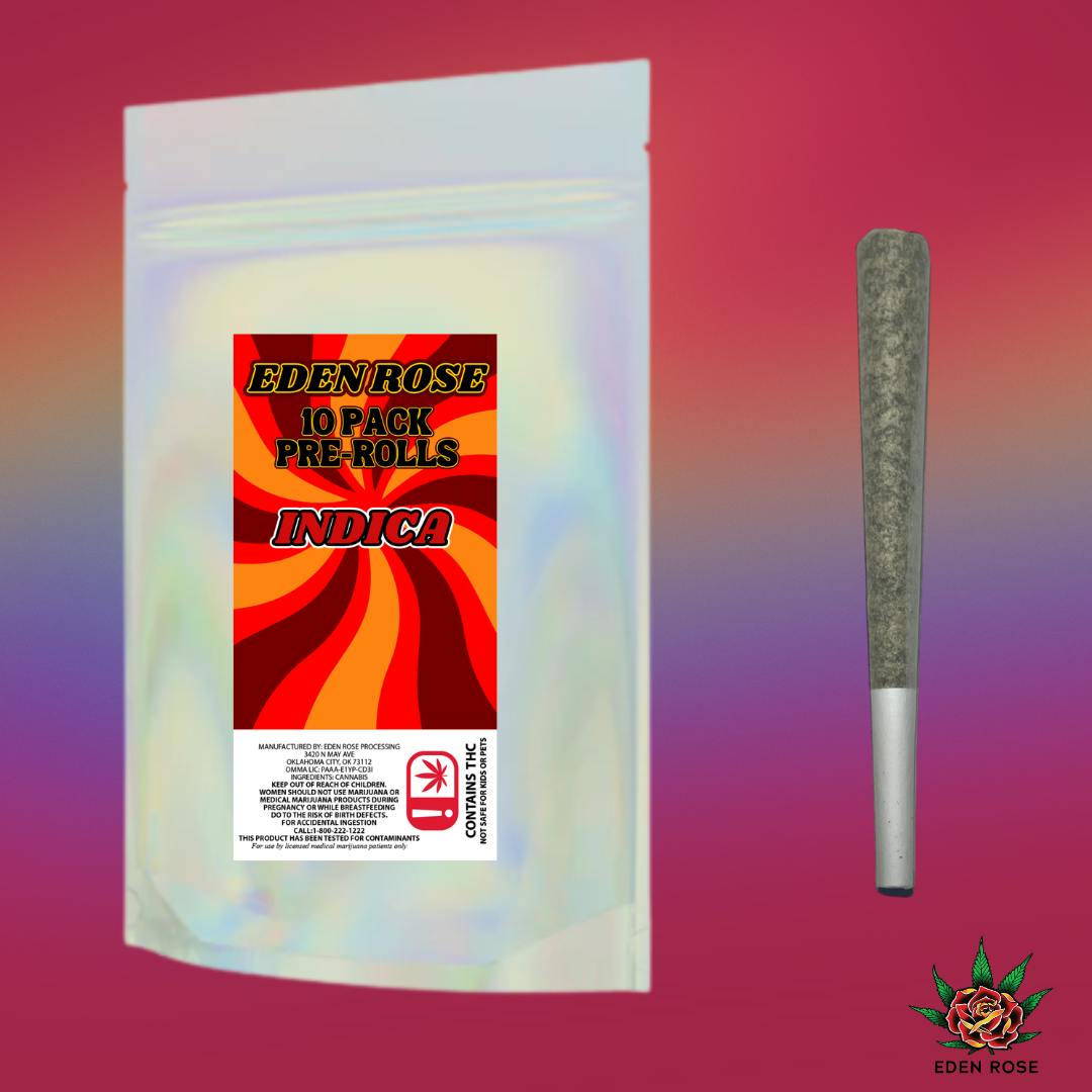 Eden Rose 10 pack of Pre-rolls (Indica)