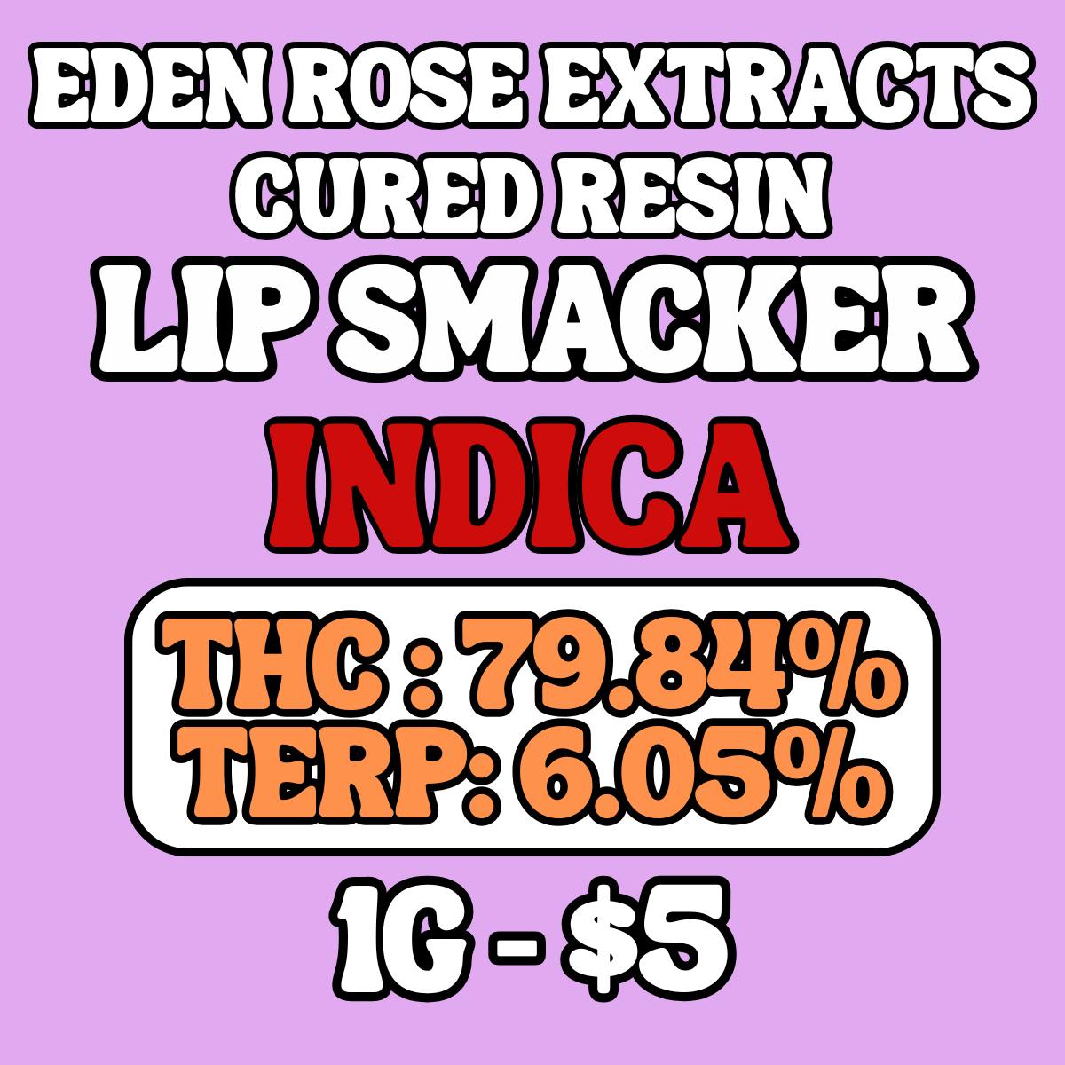 1g cured resin bho - LIP SMACKER - Indica at Eden Rose Dispensary