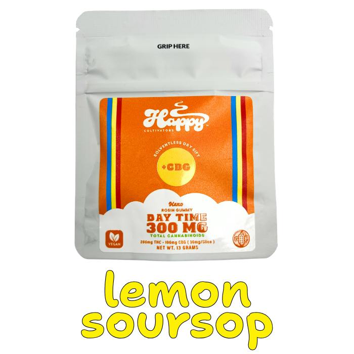 Happy Cultivators - 300mg (+CBG) Static Sift Hash Rosin Gummy - Lemon Soursop