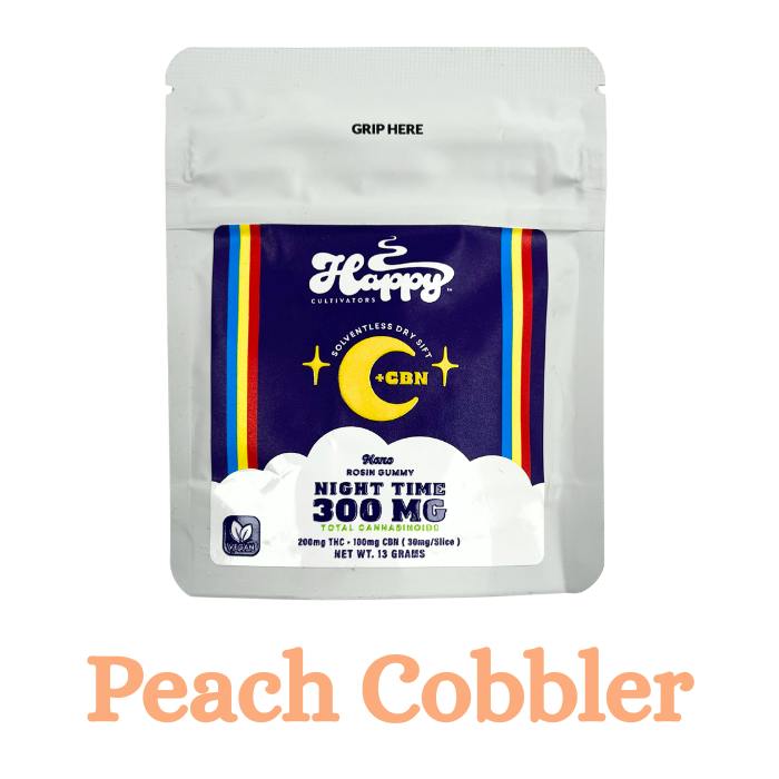 Happy Cultivators - 300mg (+CBN) Static Sift Hash Rosin Gummy - Peach Cobbler