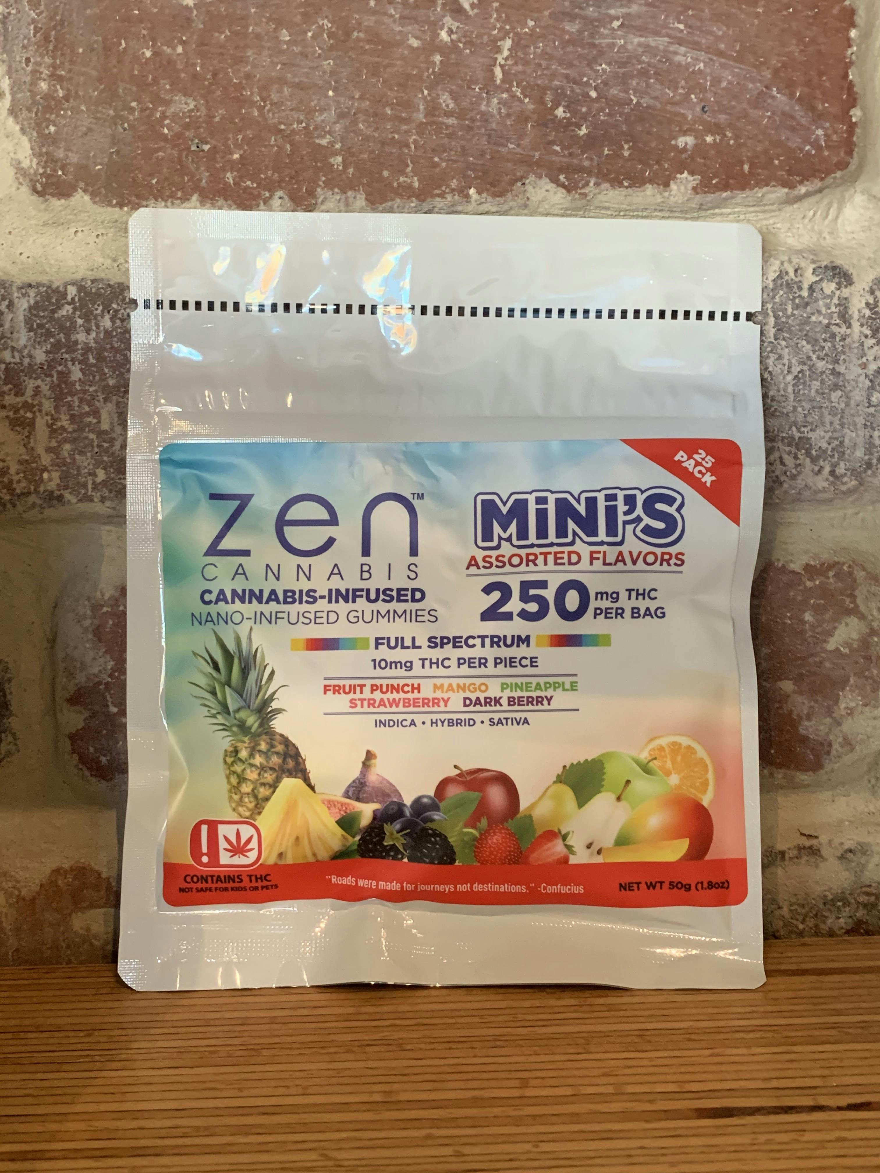 Zen Cannabis | Assorted Flavors Minis Gummies | 250mg | 25ct | 10mg/ea