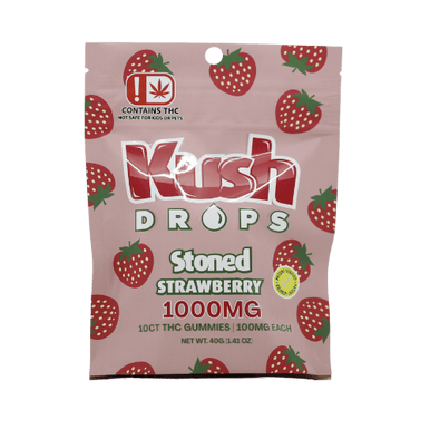 Kush Drops | Stoned Strawberry Gummies | 1000mg THC