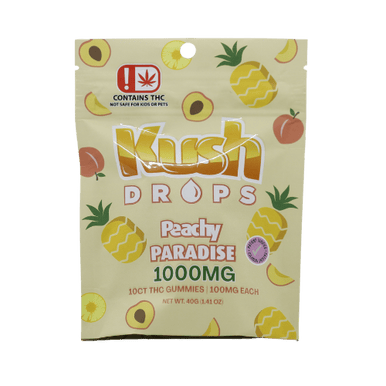 Kush Drops | Peachy Paradise Gummies | 1000mg THC