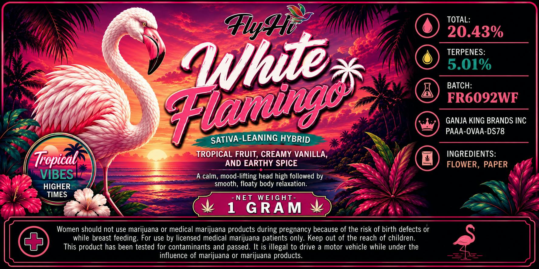Fly Hi "White Flamingo" 28pk Pre Rolls