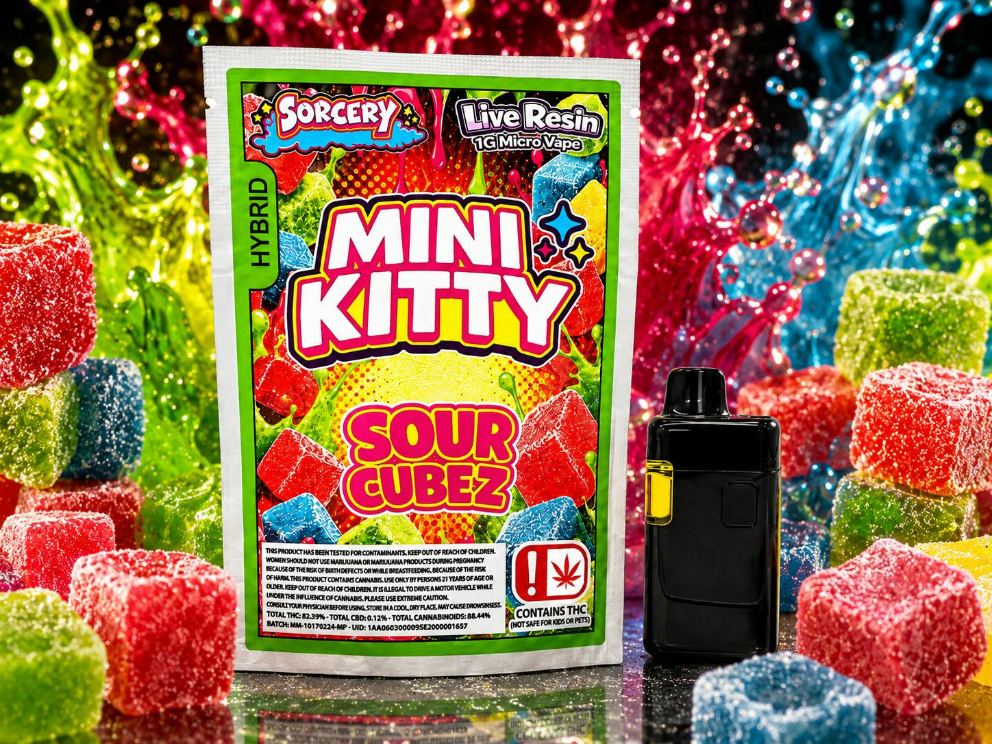 Mini Kitty "Sour Cubez" 1g Live Resin Disposable