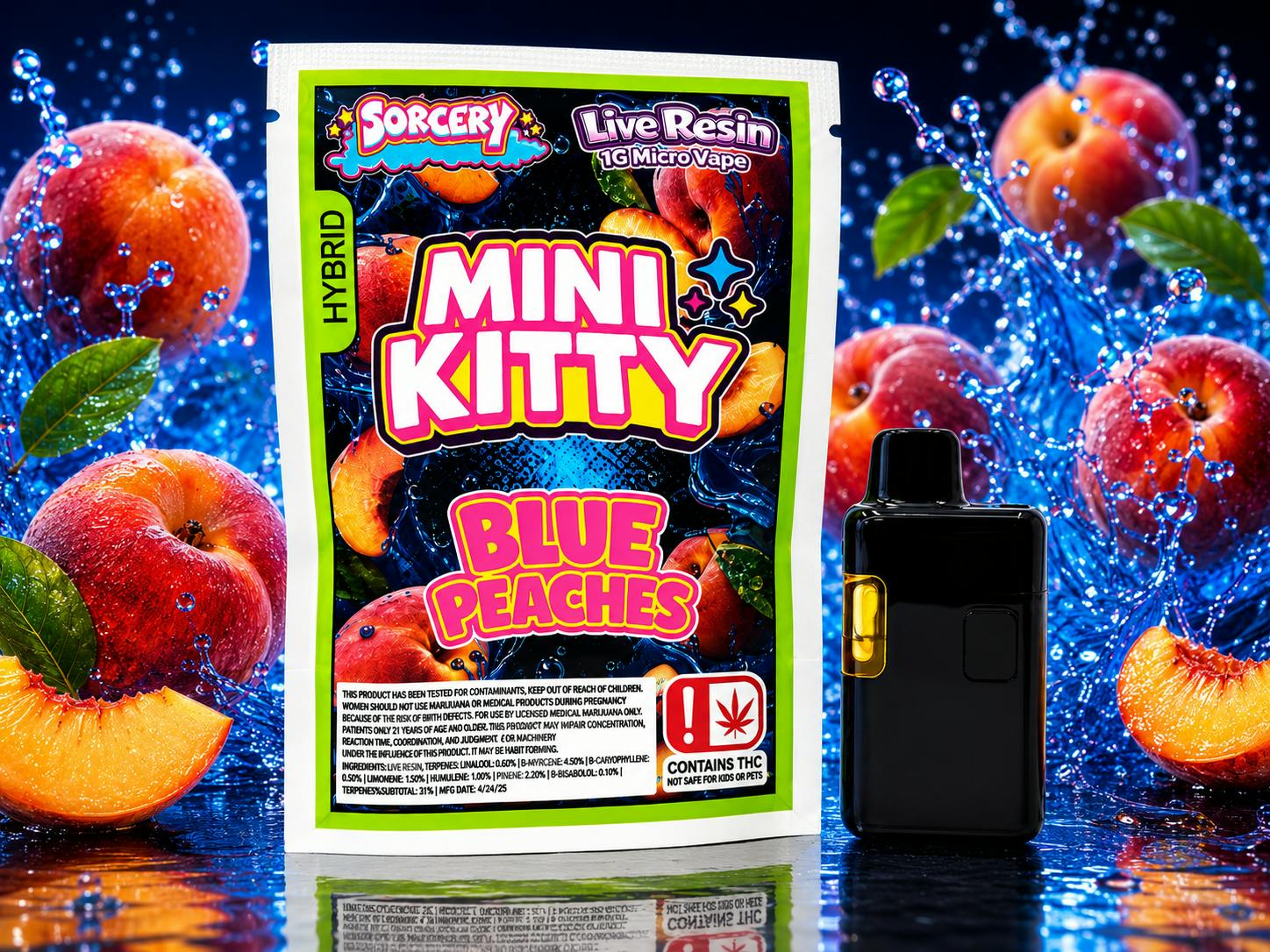 Mini Kitty "Blue Peaches" 1g Live Resin Disposable
