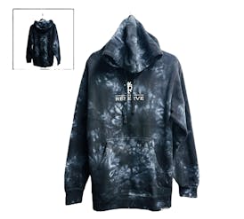 BLACK TIE DYE HOODIE W/ WHITE EMBROIDERY S
