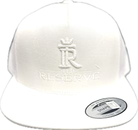 WHITE MESH TRUCKER HAT W/ WHITE EMBROIDERY
