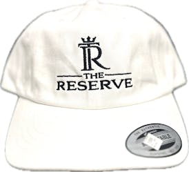 WHITE DAD HAT W/ BLACK EMBROIDERY