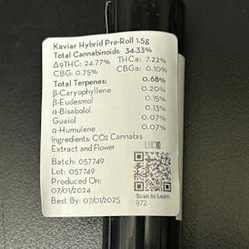 Kaviar | Hybrid Infused Preroll | 1.5g